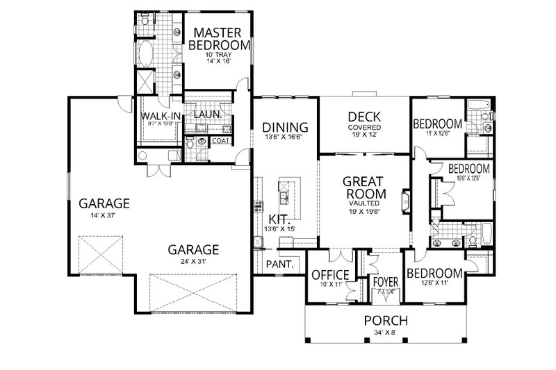 House Blueprint - Floor Plan - Main Floor for Farmhouse House Plan #112-310 - 5 bed, 3.5 bath