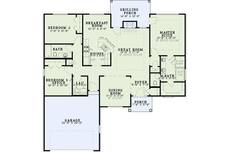 Home Plan - Floor Plan - Main Floor for Traditional House Plan #17-2894 - 3 bed, 2 bath