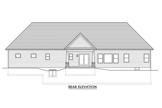 Exterior - Rear Elevation for Ranch House Plan #1010-225 - 3 bed, 2.5 bath