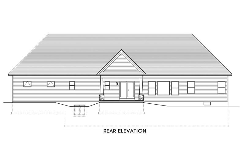 House Plan Design - Exterior - Rear Elevation for Ranch House Plan #1010-225 - 3 bed, 2.5 bath