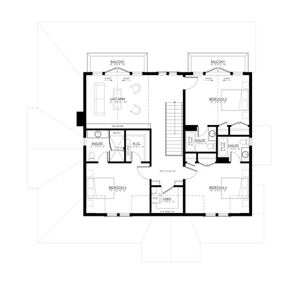 Farmhouse Floor Plan - Upper Floor Plan #1114-84