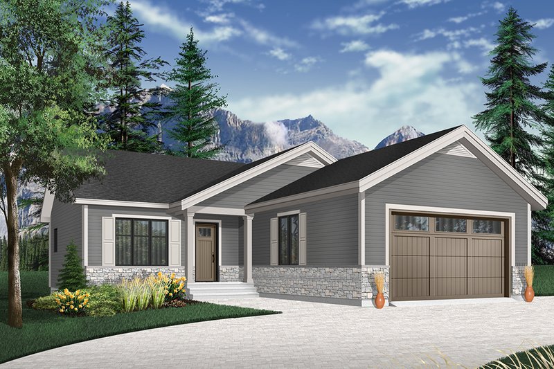 Country Style House Plan - 2 Beds 1 Baths 1040 Sq/Ft Plan #23-2695