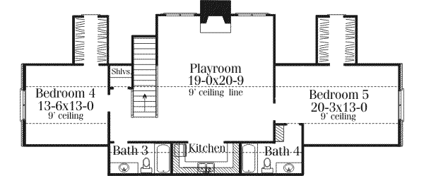 Southern Floor Plan - Upper Floor Plan #406-115