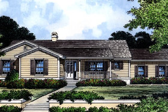 Exterior - Front Elevation for Ranch House Plan #417-189 - 3 bed, 2 bath