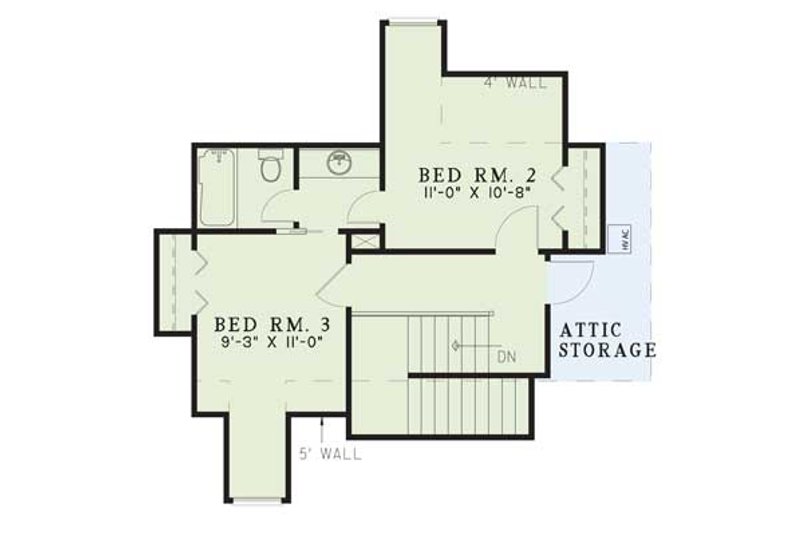 House Blueprint - Floor Plan - Upper Floor for European House Plan #17-267 - 3 bed, 2.5 bath