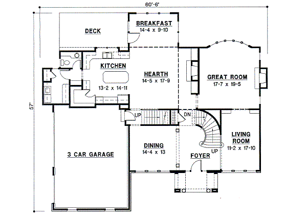 Colonial Floor Plan - Main Floor Plan #67-614