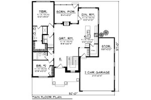 Floor Plan - Main Floor for Ranch House Plan #70-1237 - 2 bed, 2 bath