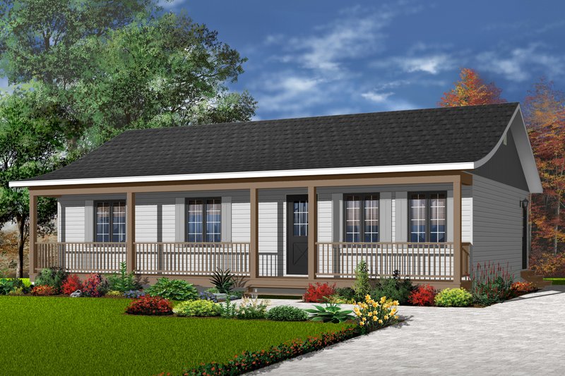 Ranch Style House Plan - 3 Beds 1 Baths 1092 Sq/Ft Plan #23-676 ...