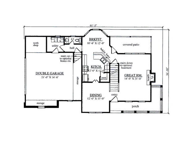 Home Plan - Southern Floor Plan - Main Floor Plan #42-394