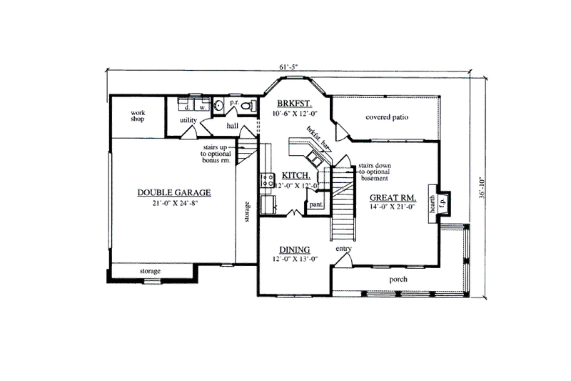 Home Plan - Floor Plan - Main Floor for Southern House Plan #42-394 - 3 bed, 2 bath