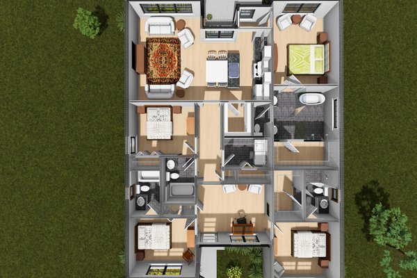 Home Plan - Floor Plan - Main Floor for Modern House Plan #513-2486 - 4 bed, 4 bath