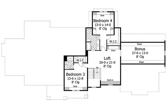 Floor Plan - Upper Floor for Country House Plan #51-555 - 3 bed, 3.5 bath
