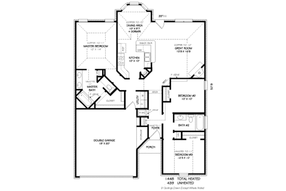 Floor Plan - Main Floor for Traditional House Plan #424-164 - 3 bed, 2 bath