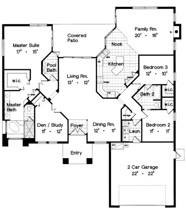 Floor Plan - Main Floor for European House Plan #417-263 - 3 bed, 2.5 bath