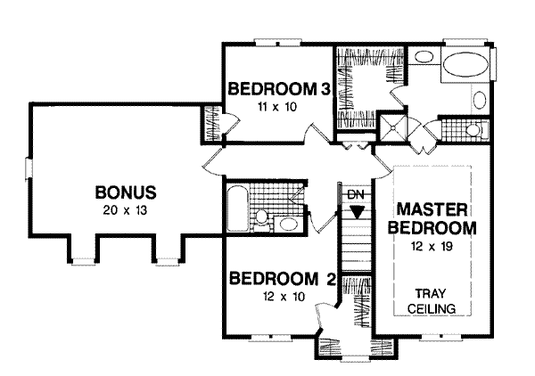 Colonial Floor Plan - Upper Floor Plan #56-131