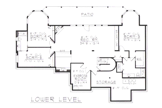 Floor Plan - Lower Floor for Ranch House Plan #112-151 - 5 bed, 4.5 bath