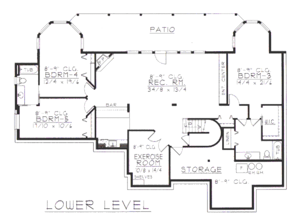 Ranch Floor Plan - Lower Floor Plan #112-151