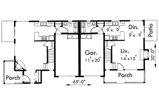 Floor Plan - Main Floor for Traditional House Plan #303-405 - 3 bed, 2.5 bath