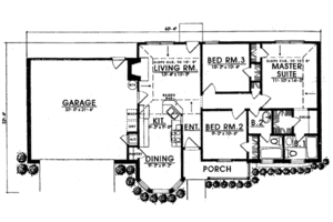 Floor Plan - Main Floor for Traditional House Plan #40-280 - 3 bed, 2 bath