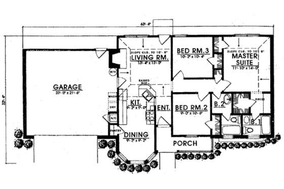 Floor Plan - Main Floor for Traditional House Plan #40-280 - 3 bed, 2 bath