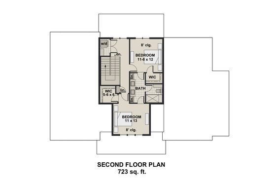 Floor Plan - Upper Floor for Farmhouse House Plan #51-1152 - 3 bed, 2.5 bath