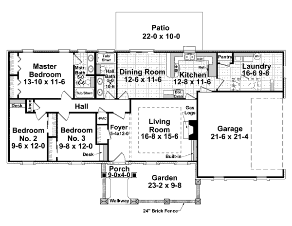 House Plan Design - Ranch Floor Plan - Main Floor Plan #21-235