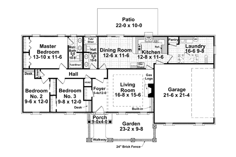 Home Plan - Floor Plan - Main Floor for Ranch House Plan #21-235 - 3 bed, 2 bath