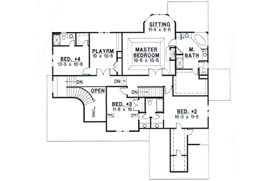 Floor Plan - Upper Floor for European House Plan #67-612 - 4 bed, 3.5 bath