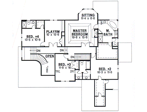 European Floor Plan - Upper Floor Plan #67-612