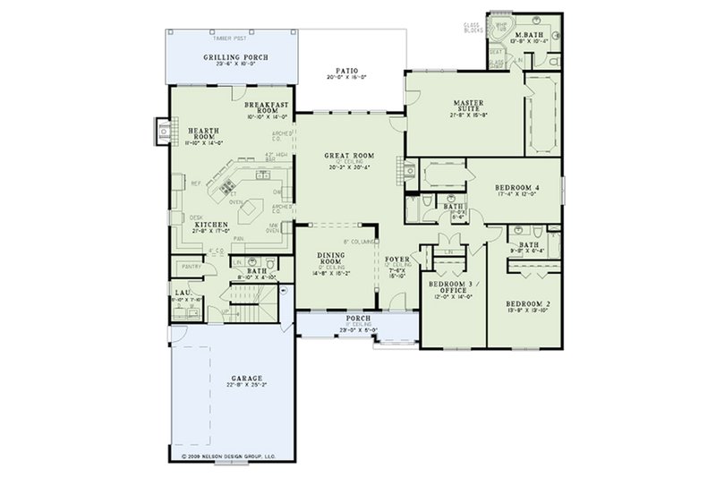 Home Plan - Floor Plan - Main Floor for European House Plan #17-3331 - 4 bed, 3.5 bath