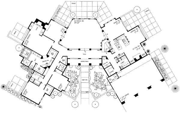 Architectural House Design - Adobe / Southwestern Floor Plan - Main Floor Plan #72-185