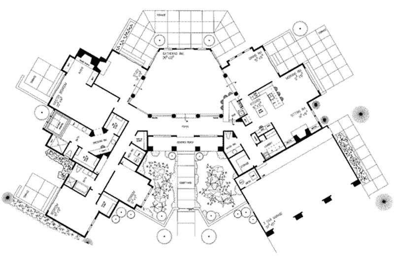 Home Plan - Floor Plan - Main Floor for Adobe / Southwestern House Plan #72-185 - 3 bed, 2.5 bath