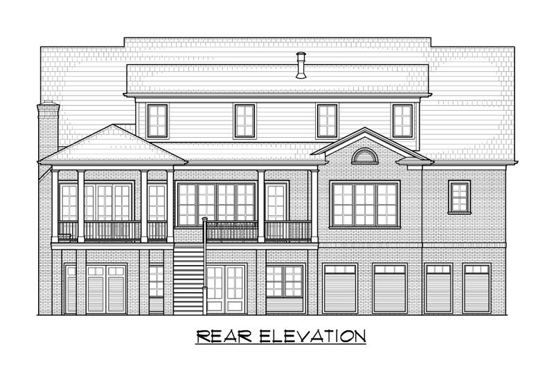 House Blueprint - Exterior - Rear Elevation for Classical House Plan #1054-52 - 4 bed, 4.5 bath