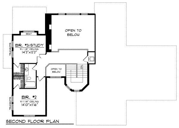 Architectural House Design - European Floor Plan - Upper Floor Plan #70-734