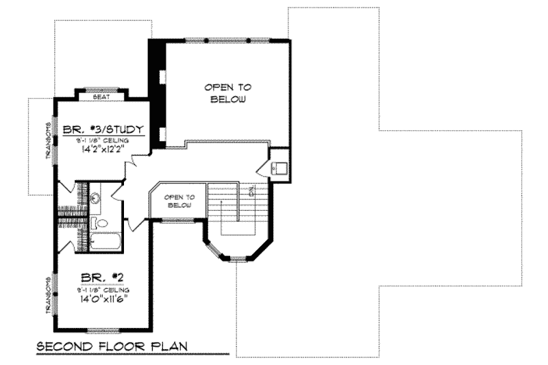 Home Plan - Floor Plan - Upper Floor for European House Plan #70-734 - 3 bed, 2.5 bath