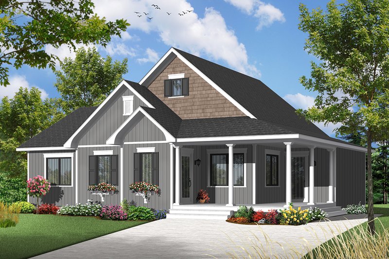 Dream House Plan - Exterior - Front Elevation 3 for Ranch House Plan #23-2565 - 2 bed, 1.5 bath