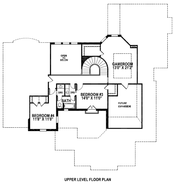 Floor Plan - Upper Floor for European House Plan #141-214 - 4 bed, 3.5 bath