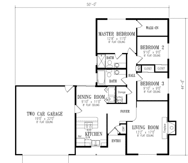 Ranch Floor Plan - Main Floor Plan #1-183