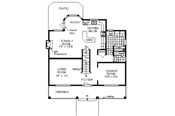 Floor Plan - Main Floor for Traditional House Plan #18-279 - 4 bed, 3 bath