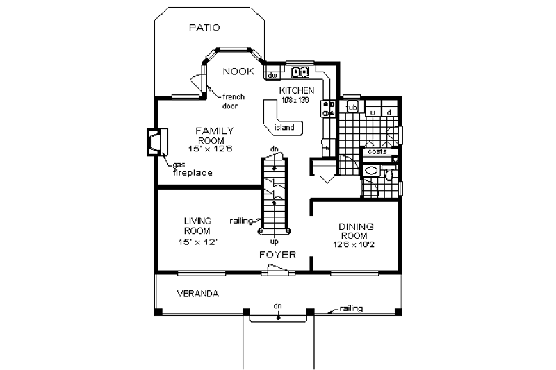 House Plan Design - Floor Plan - Main Floor for Traditional House Plan #18-279 - 4 bed, 3 bath