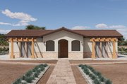 Adobe / Southwestern Style House Plan - 2 Beds 1 Baths 757 Sq/Ft Plan #1106-192 Exterior 