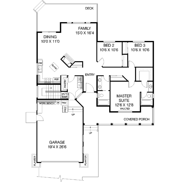 Home Plan - Ranch Floor Plan - Main Floor Plan #60-151