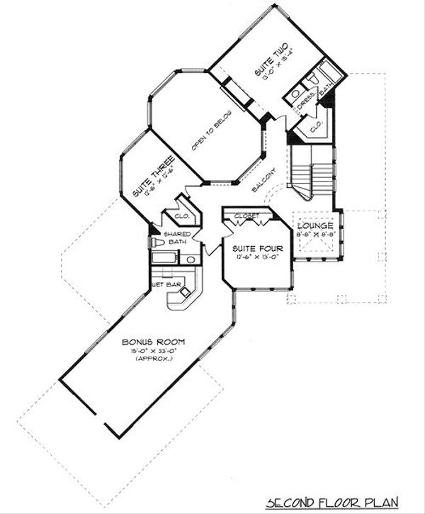 Traditional Floor Plan - Upper Floor Plan #413-132