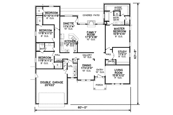Floor Plan - Main Floor for Traditional House Plan #65-263 - 4 bed, 2.5 bath