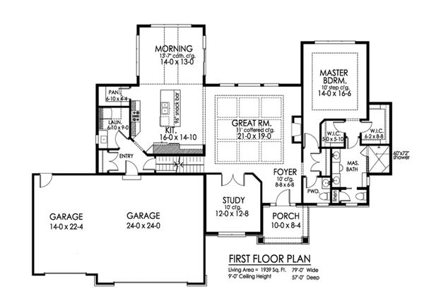 Craftsman Floor Plan - Main Floor Plan #1010-234