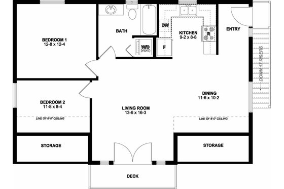 Floor Plan - Upper Floor for Traditional House Plan #126-161 - 2 bed, 1 bath