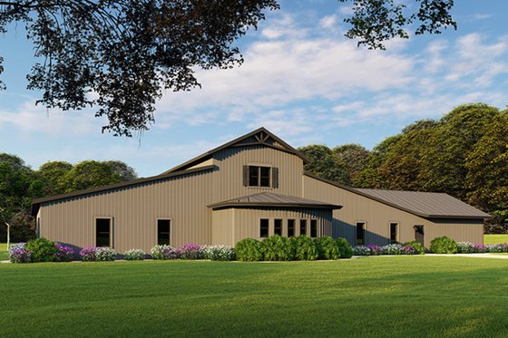 Exterior - Rear Elevation for Barndominium House Plan #923-114 - 5 bed, 3.5 bath