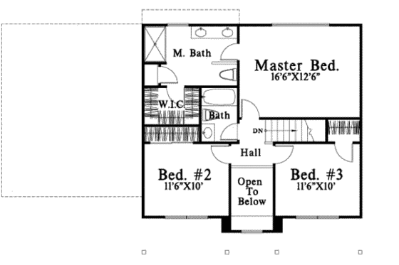 Floor Plan - Upper Floor for Traditional House Plan #78-121 - 3 bed, 2.5 bath