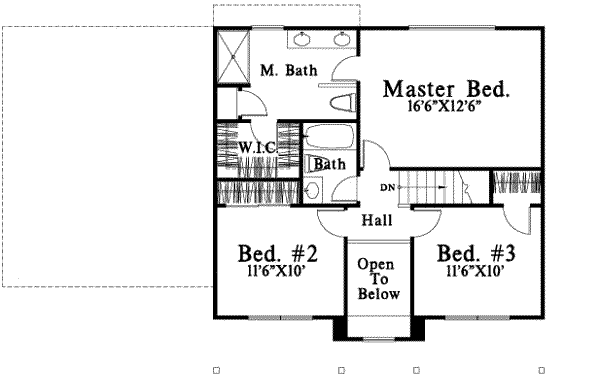 Traditional Floor Plan - Upper Floor Plan #78-121