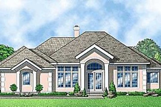 Exterior - Front Elevation for European House Plan #67-148 - 4 bed, 5 bath